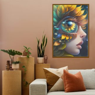 Floral Fusion Sunflower And Human Face