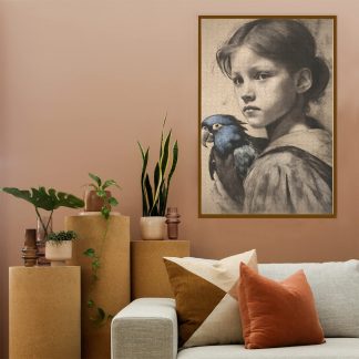 Playtime Child with Parrot